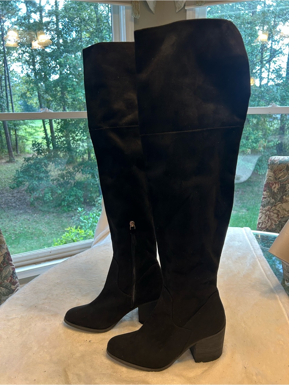 bp Black Over-the-Knee Block Heel Boots